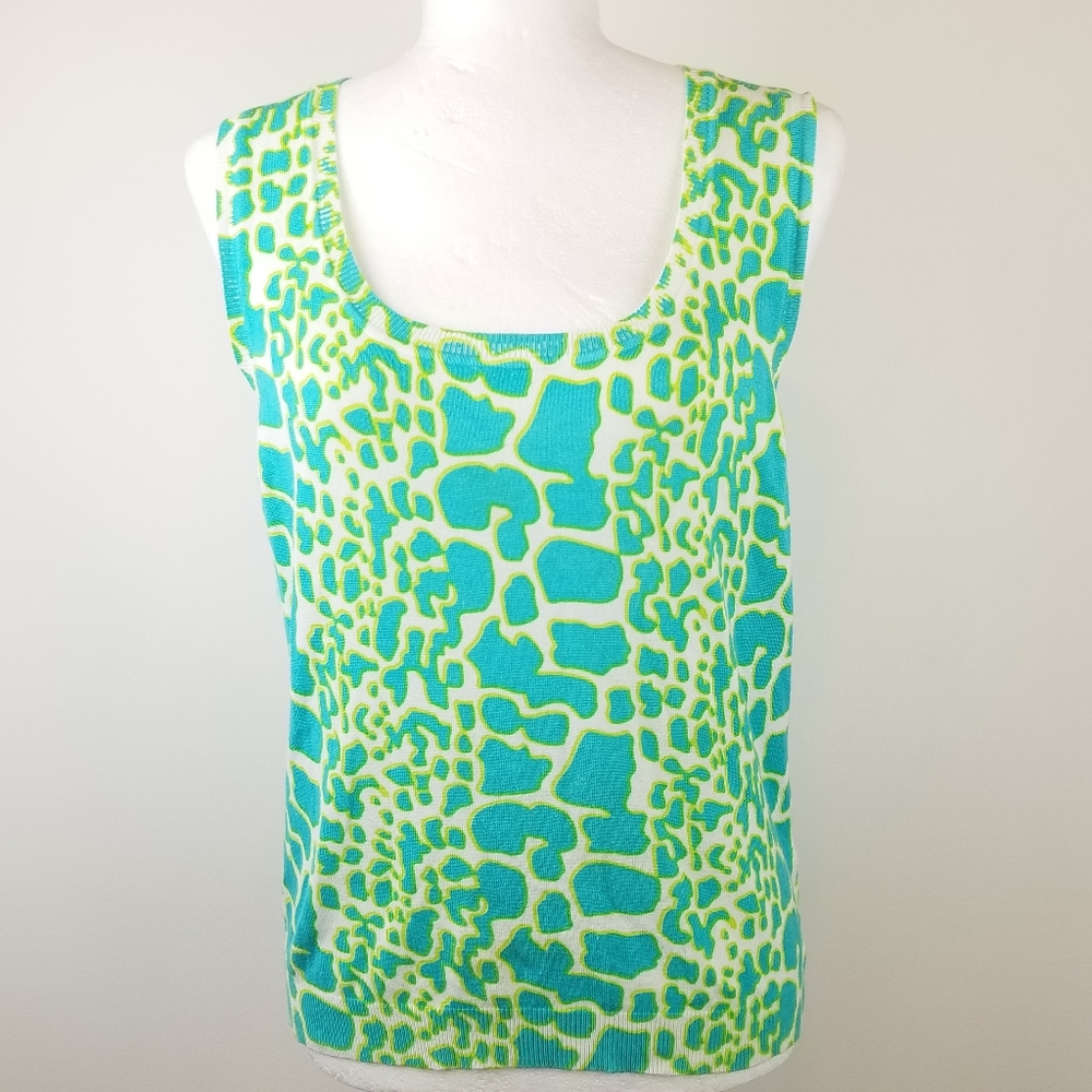 Joseph A. Sleeveless Teal And Green Top